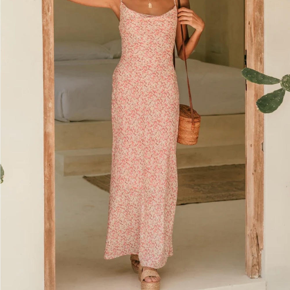 Hello Molly Pink floral maxi dress
